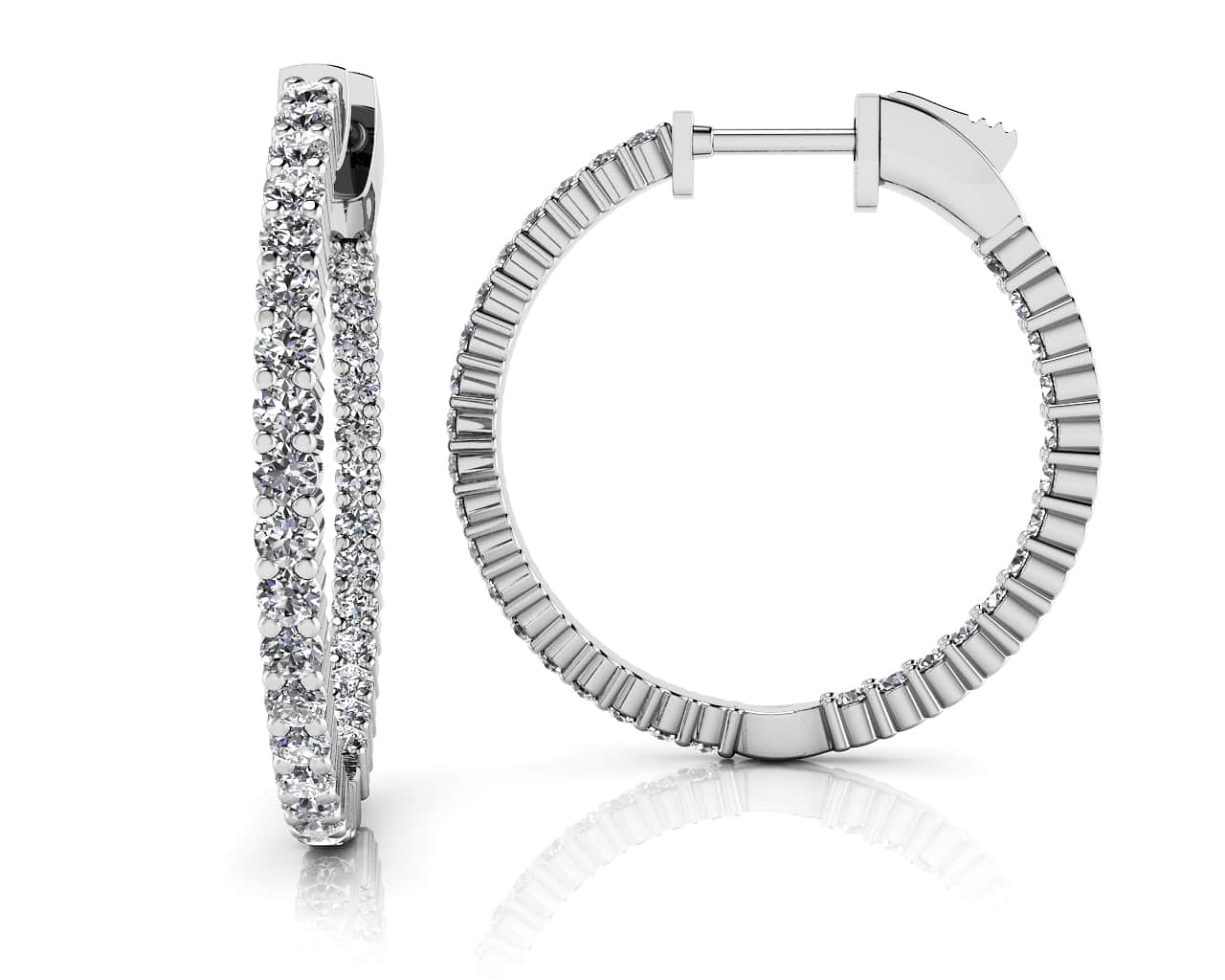 Single Row Inside Out Diamond Hoop Earring Small Lab-Grown Diamond  with 1.05 ct.(finished) 1.5mm