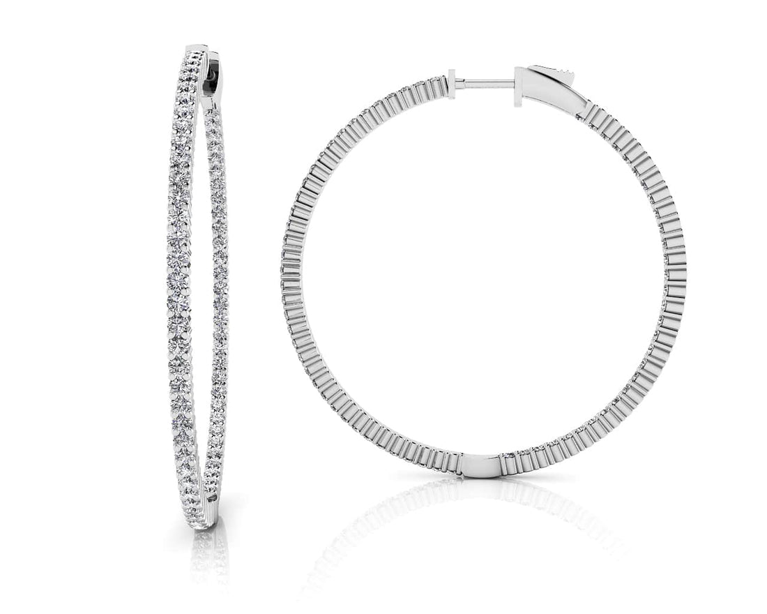 Inside Out Prong Set Diamond Hoop Earring X Large Lab-Grown Diamond  with 2.22 ct.(finished) 1.5mm