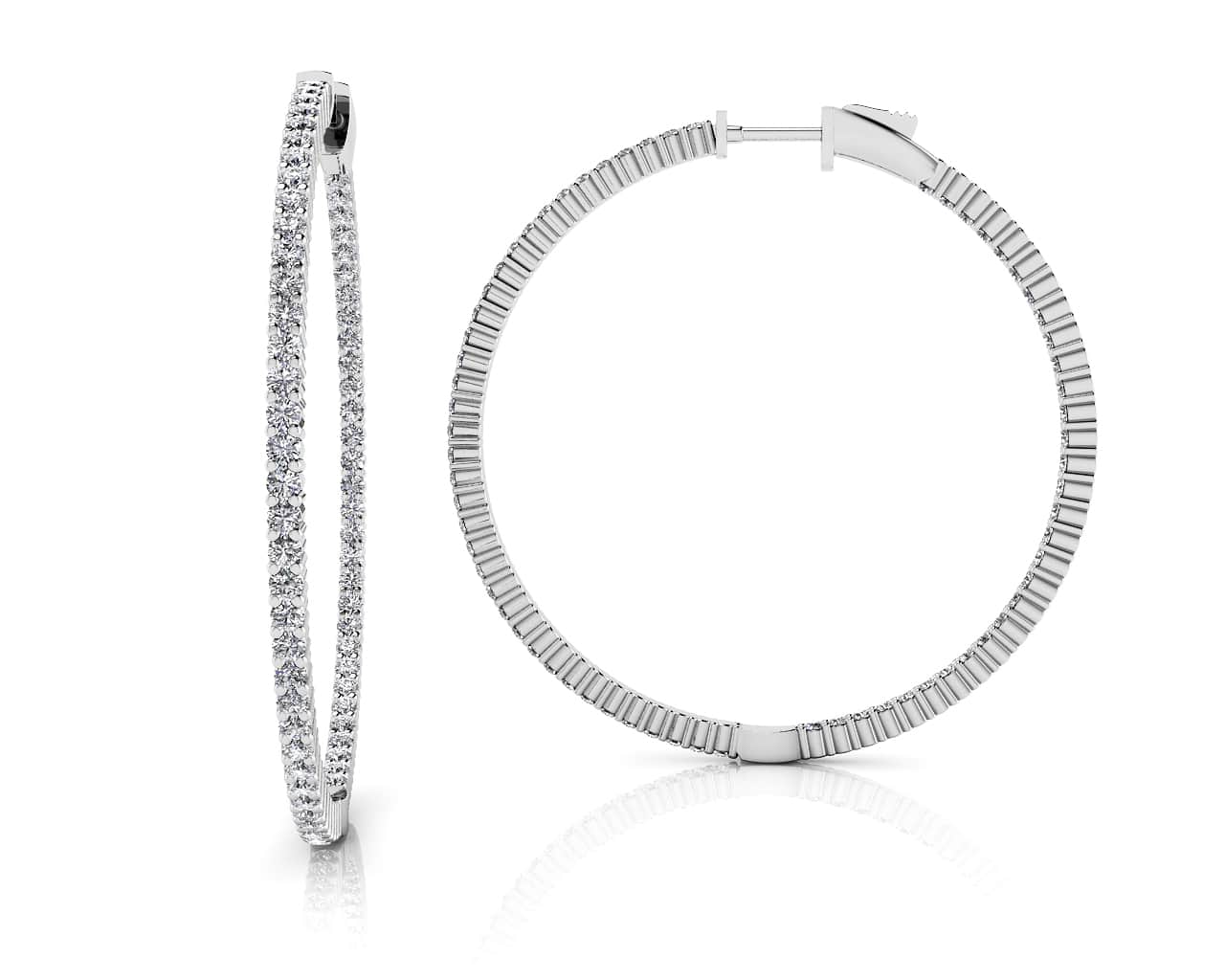 Inside Out Prong Set Diamond Hoop Earring X Large Lab-Grown Diamond  with 2.95 ct.(finished) 1.7mm