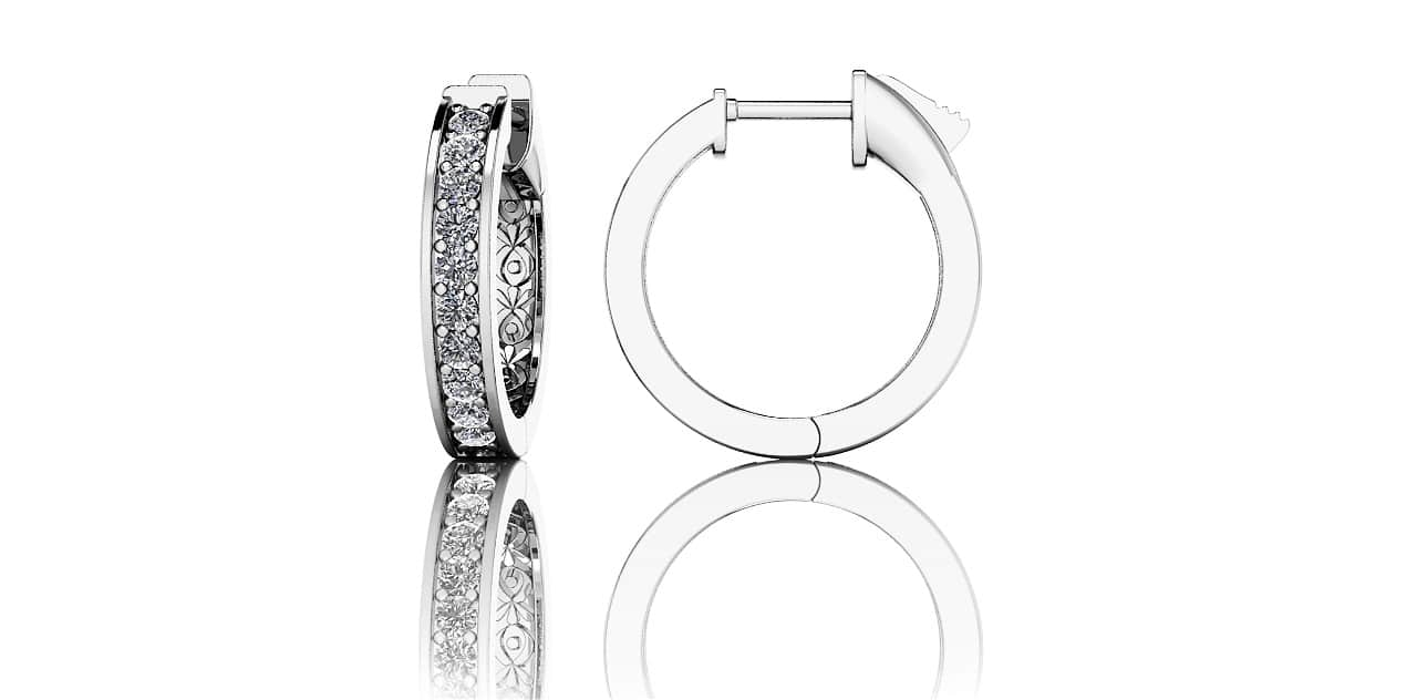 Petit Shared Prong Single Row Diamond Hoops Lab-Grown Diamond  with 0.30 ct.(finished) 1.3mm