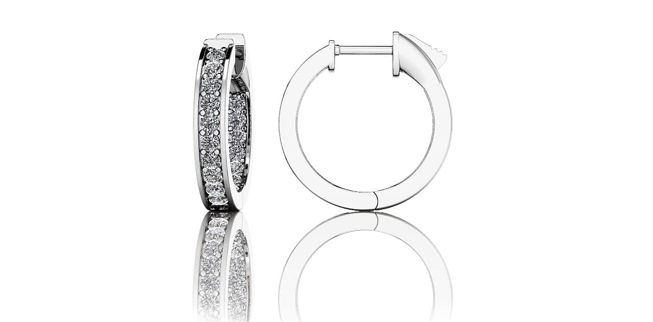 Petit Prong Set Diamond Lined Hoops Lab-Grown Diamond  with 0.66 ct.(finished) 1.5mm