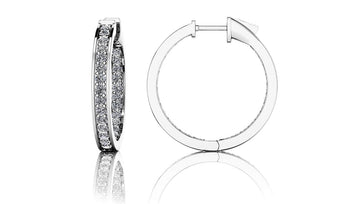 Shared Prong Single Row Diamond Hoops Small Lab-Grown Diamond  with 0.82 ct.(finished) 1.3mm