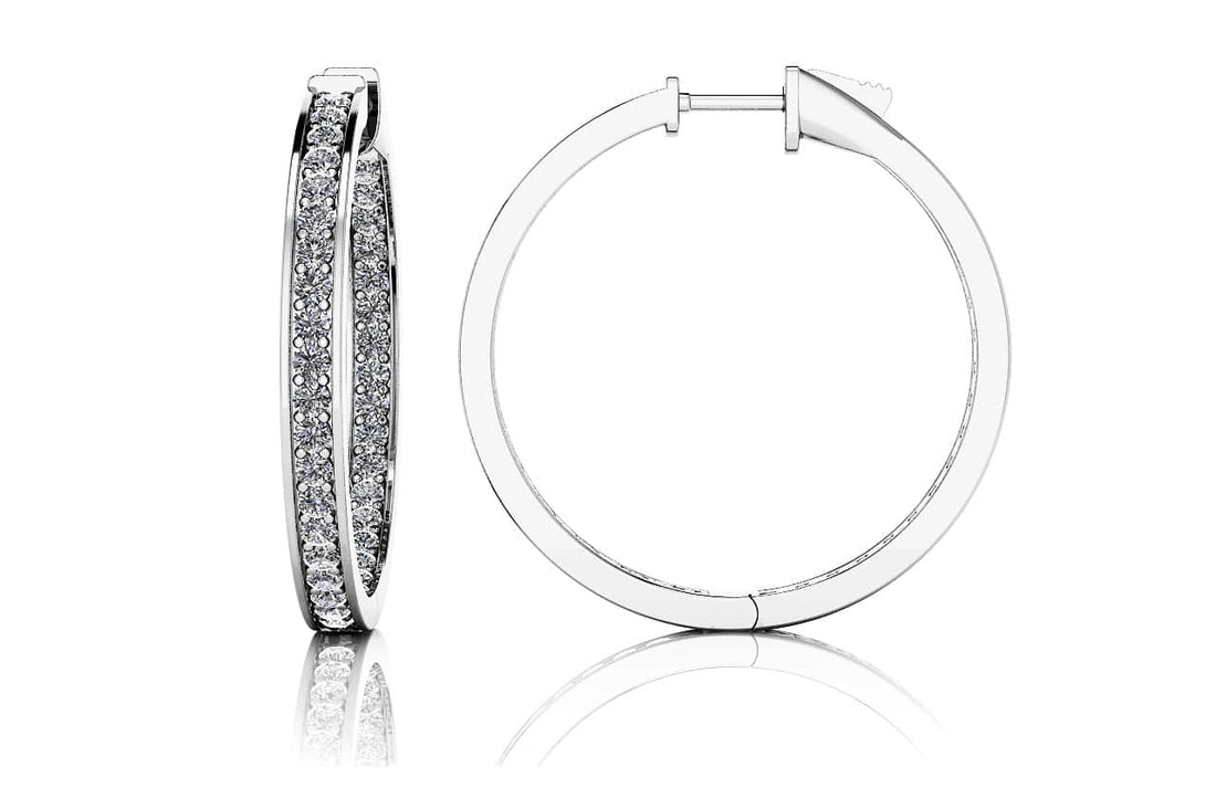 Medium Shared Prong Single Row Diamond Hoops Lab-Grown Diamond  with 1.10 ct.(finished) 1.3mm