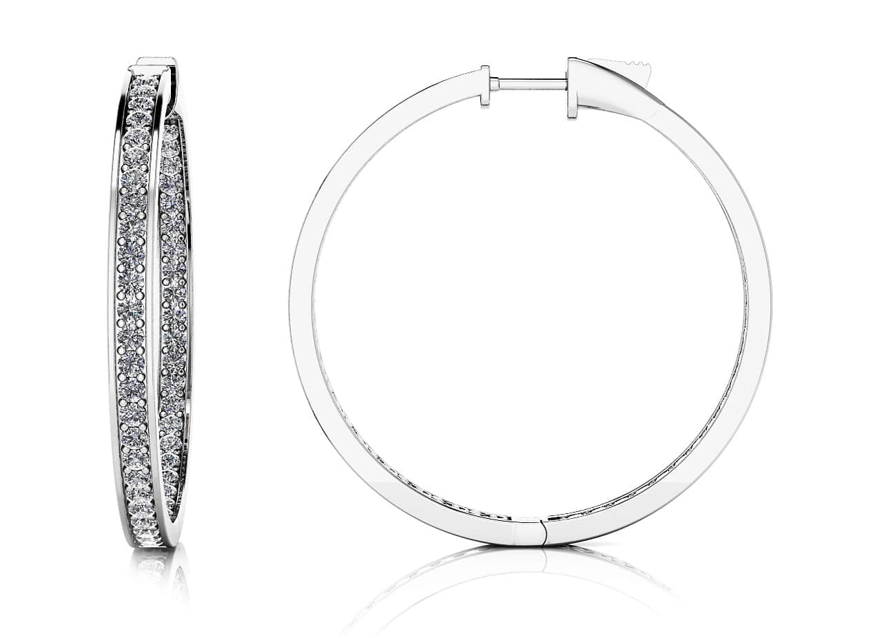 Large Shared Prong Single Row Diamond Hoops Lab-Grown Diamond  with 1.42 ct.(finished) 1.3mm