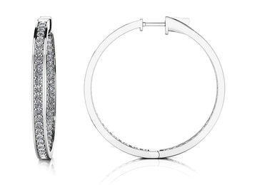 Large Shared Prong Single Row Diamond Hoops Lab-Grown Diamond  with 4.00 ct.(finished) 2.4mm