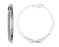 Extra Large Prong Set Diamond Lined Hoops Diamond  with 1.20 ct.(finished) 1.5mm