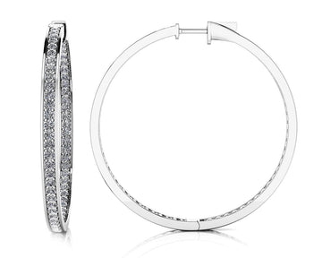 Extra Large Shared Prong Single Row Diamond Hoops Lab-Grown Diamond  with 1.68 ct.(finished) 1.3mm