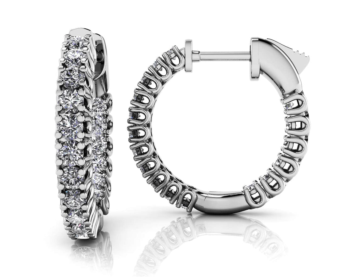 Elegant Curved Prong Hoop Earrings Extra Small Lab-Grown Diamond  with 0.69 ct.(finished) 1.5mm