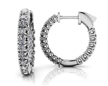 Elegant Curved Prong Hoop Earrings Extra Small Lab-Grown Diamond  with 1.12 ct.(finished) 2mm