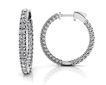 Elegant Curved Prong Diamond Hoop Earrings Small Diamond  with 1.05 ct.(finished) 1.5mm