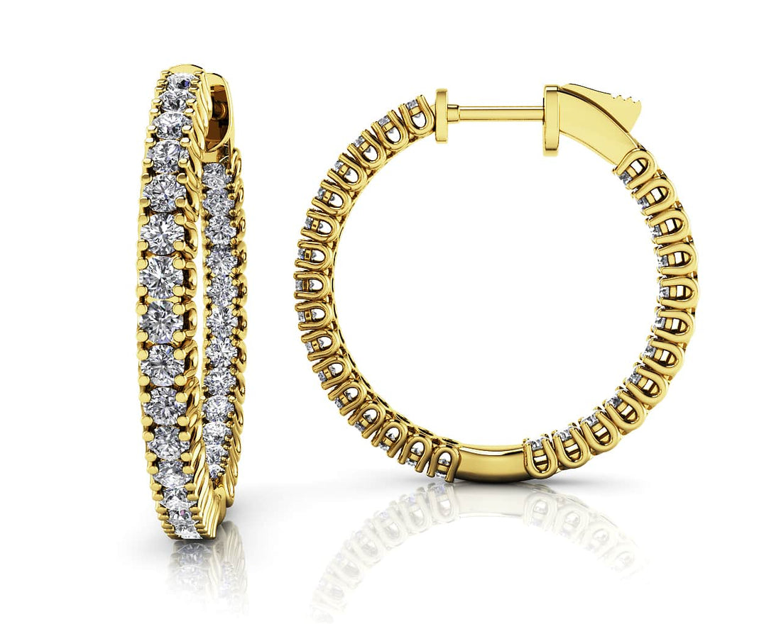 Elegant Curved Prong Diamond Hoop Earrings Small Lab-Grown Diamond  with 1.05 ct.(finished) 1.5mm