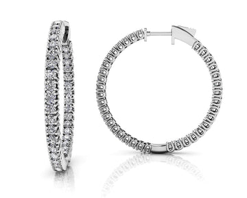 Elegant Curved Prong Diamond Hoop Earrings Medium Lab-Grown Diamond  with 3.10 ct.(finished) 2.3mm