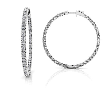 Elegant Curved Prong Hoop Earrings Extra Large Lab-Grown Diamond  with 4.79 ct.(finished) 2.3mm