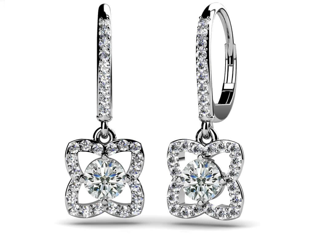 Blossom Diamond Drop Earrings Lab-Grown Diamond  with 1.46 ct.(finished) 1.2mm, 5mm