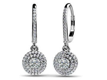 Surrounded By Sparkle Diamond Hoop Earrings Lab-Grown Diamond  with 0.63 ct. (2X0.11 ct. center diamonds)