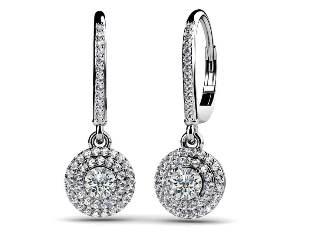 Surrounded By Sparkle Diamond Hoop Earrings Diamond  with 0.63 ct. (2X0.11 ct. center diamonds)