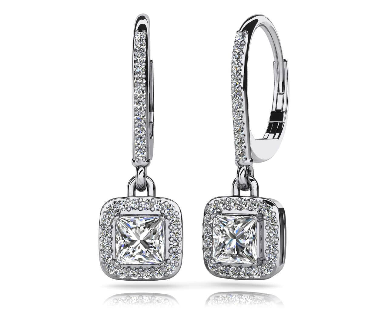 Princess Cut Diamond Allure Earrings Lab-Grown Diamond  with 1.09 ct. (2X0.40 ct. center diamonds)