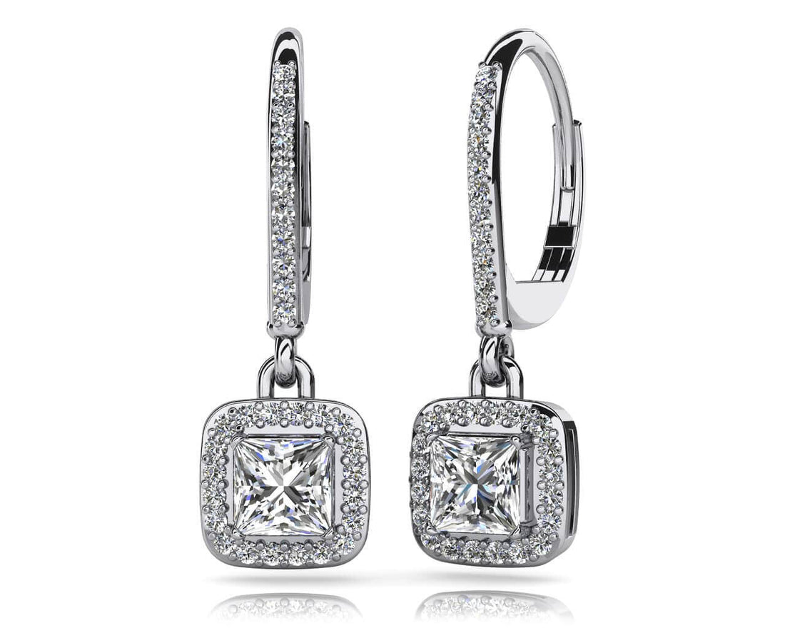 Princess Cut Diamond Allure Earrings Lab-Grown Diamond  with 1.83 ct. (2X0.75 ct. center diamonds)