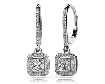 Princess Cut Diamond Allure Earrings Lab-Grown Diamond  with 1.31 ct. (2X0.50 ct. center diamonds)