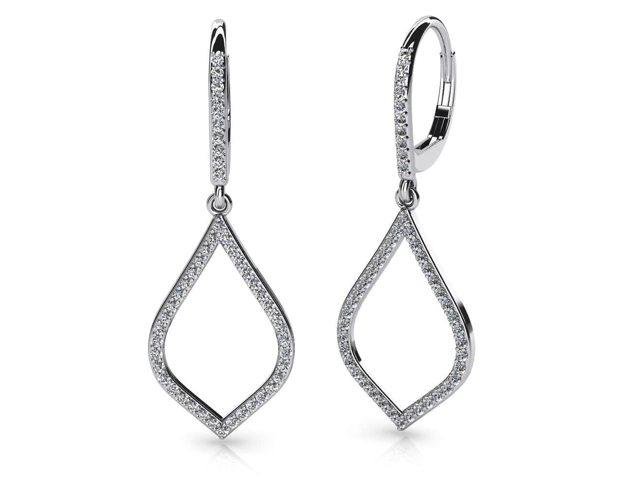 Open Leaf Diamond Drop Earrings Lab-Grown Diamond  with 0.67 ct.(finished) 1mm