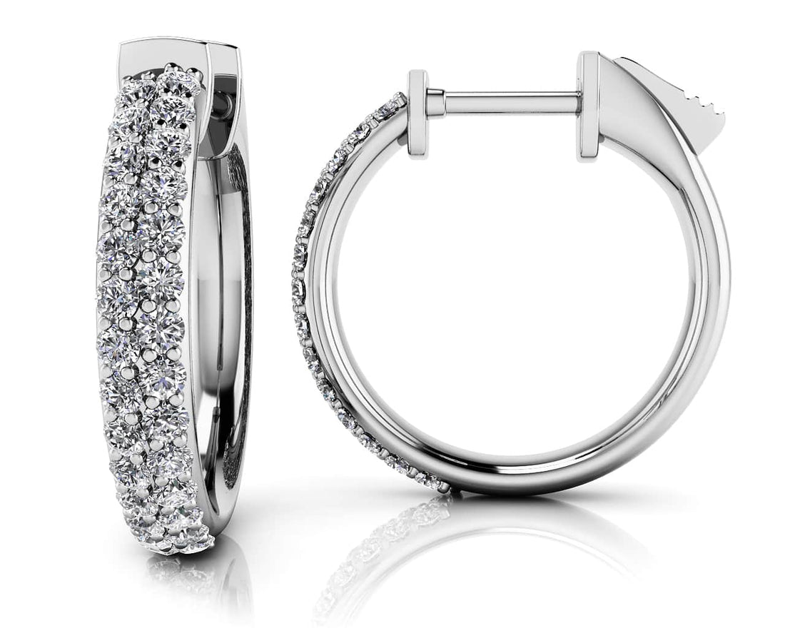 Dome Shaped Diamond Pave Hoop Earrings Extra Small Diamond  with 0.40 ct.(finished) 1mm