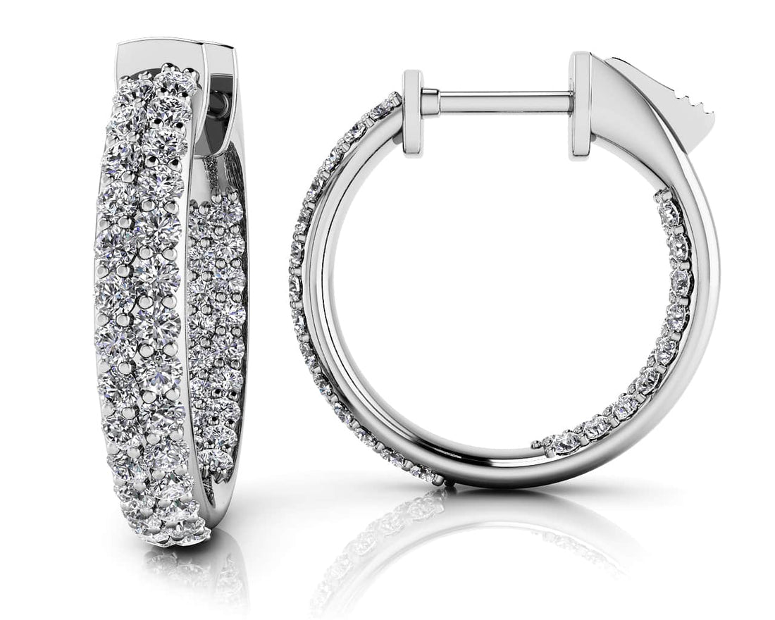 Inside Out Domed Diamond Hoop Earrings Extra Small Lab-Grown Diamond  with 0.65 ct.(finished) 1mm