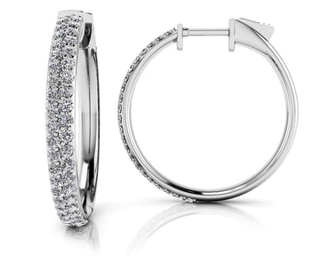 Diamond Pave Hoop Earrings Small Diamond  with 0.60 ct.(finished) 1mm