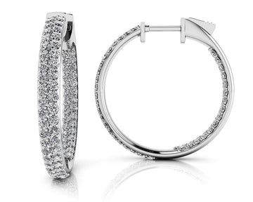 Inside Out Diamond Pave Hoop Earrings Small Lab-Grown Diamond  with 1.04 ct.(finished) 1mm