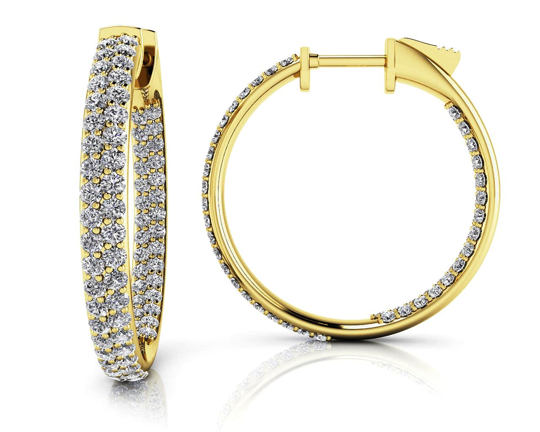 Inside Out Diamond Pave Hoop Earrings Small Diamond  with 1.04 ct.(finished) 1mm