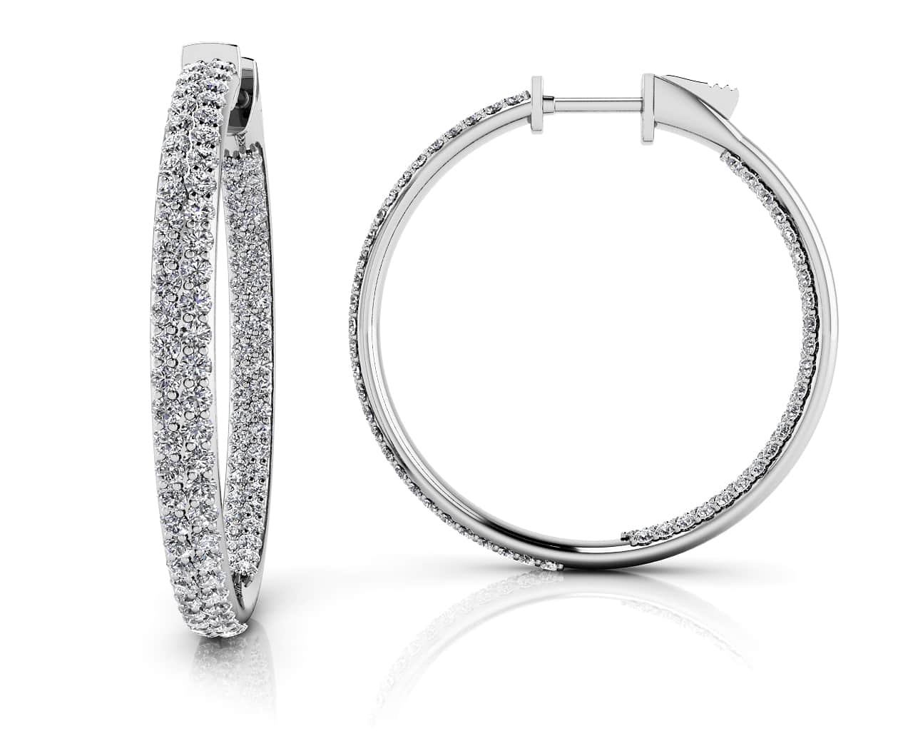 Inside Out Diamond Pave Hoop Earrings Medium Lab-Grown Diamond  with 1.43 ct.(finished) 1mm