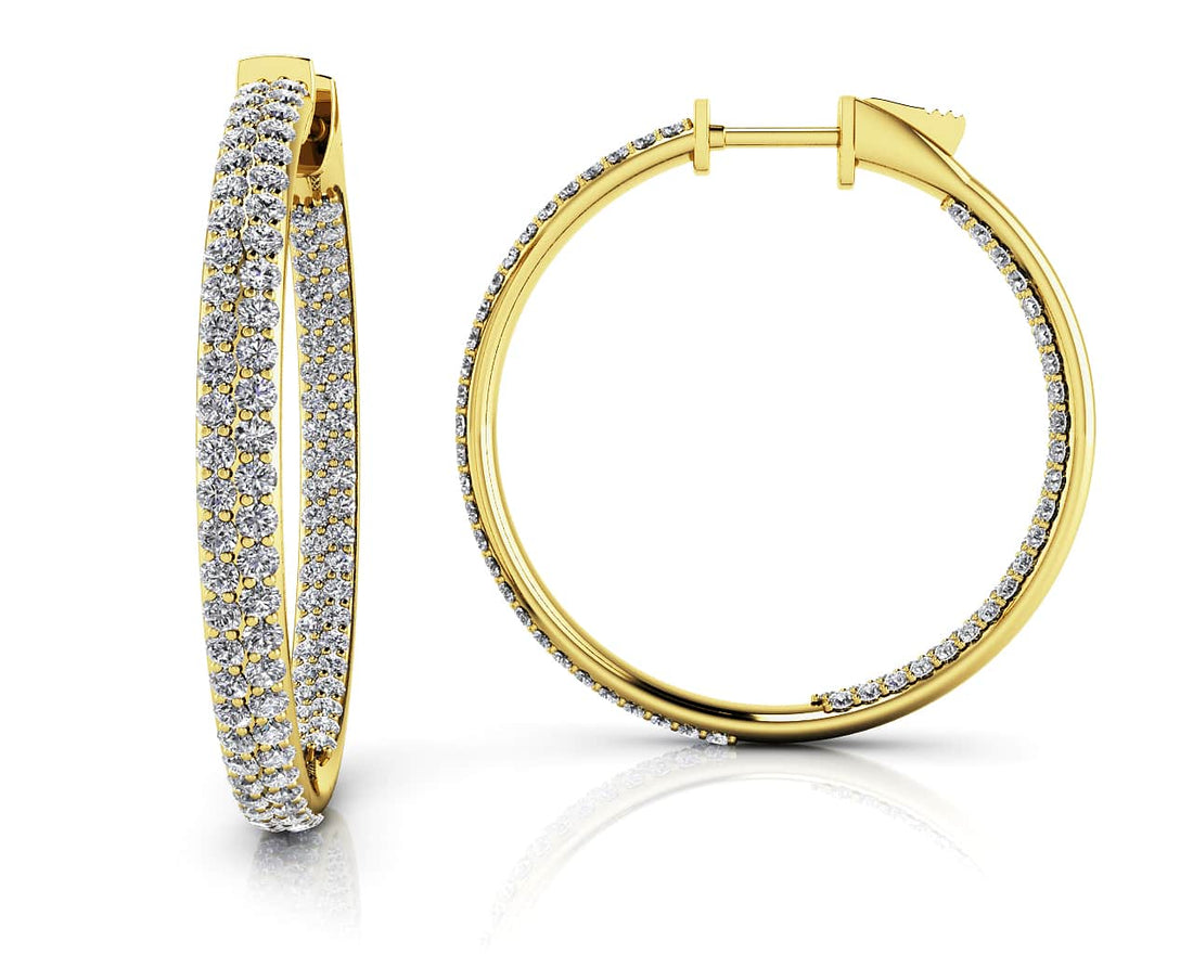 Inside Out Diamond Pave Hoop Earrings Medium Diamond  with 1.43 ct.(finished) 1mm