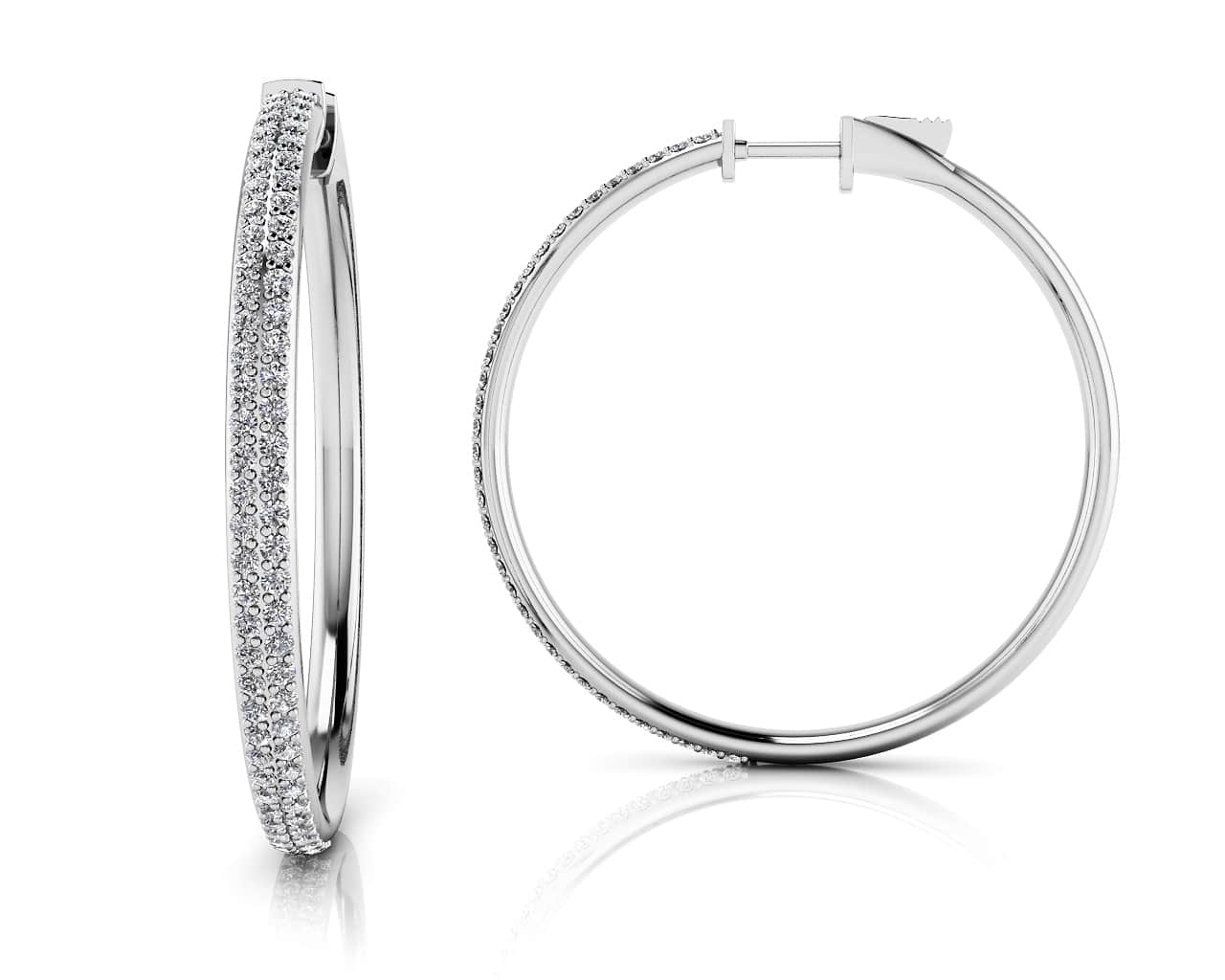 Diamond Pave Hoop Earrings Large Lab-Grown Diamond  with 0.95 ct.(finished) 1mm