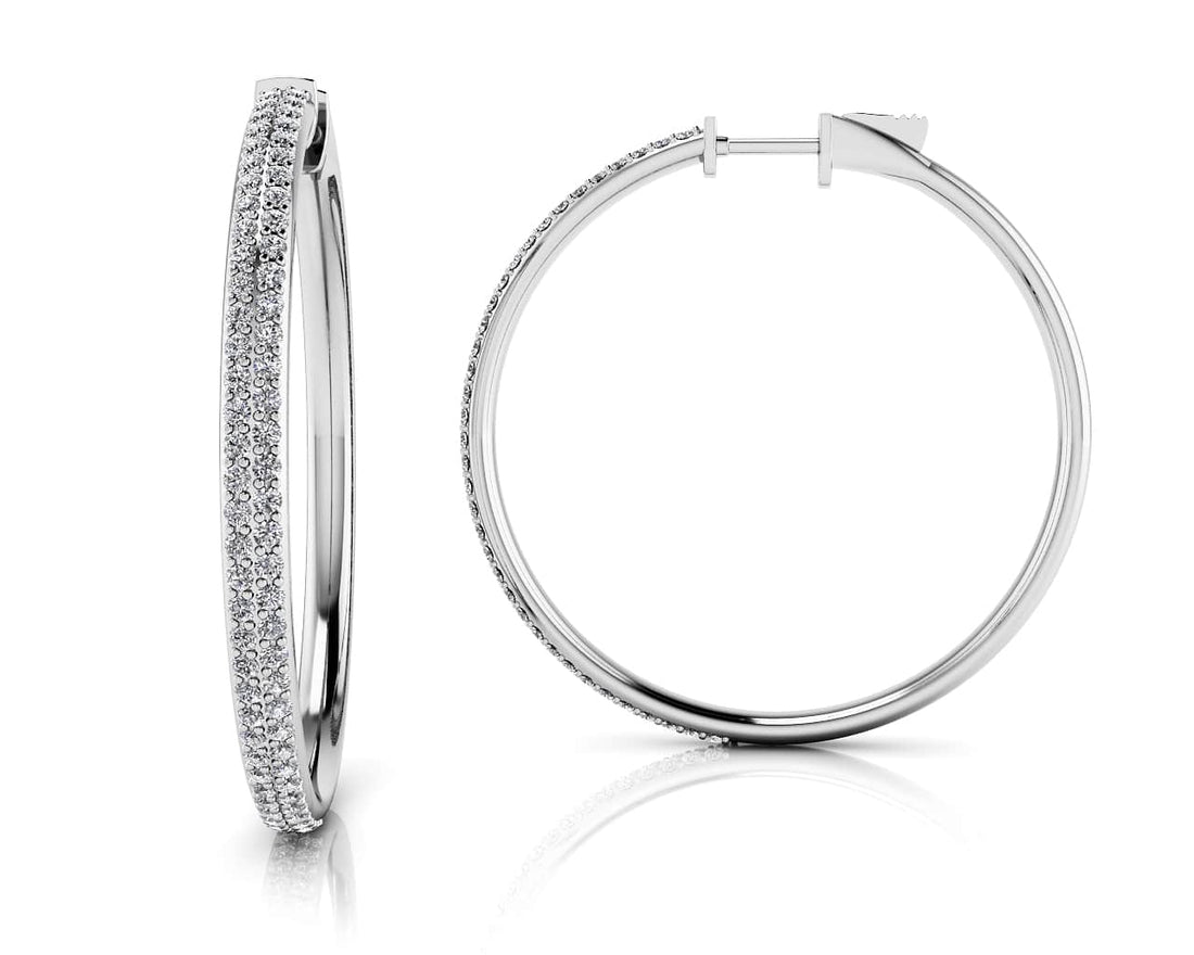 Diamond Pave Hoop Earrings Large Diamond  with 1.87 ct.(finished) 1.4mm