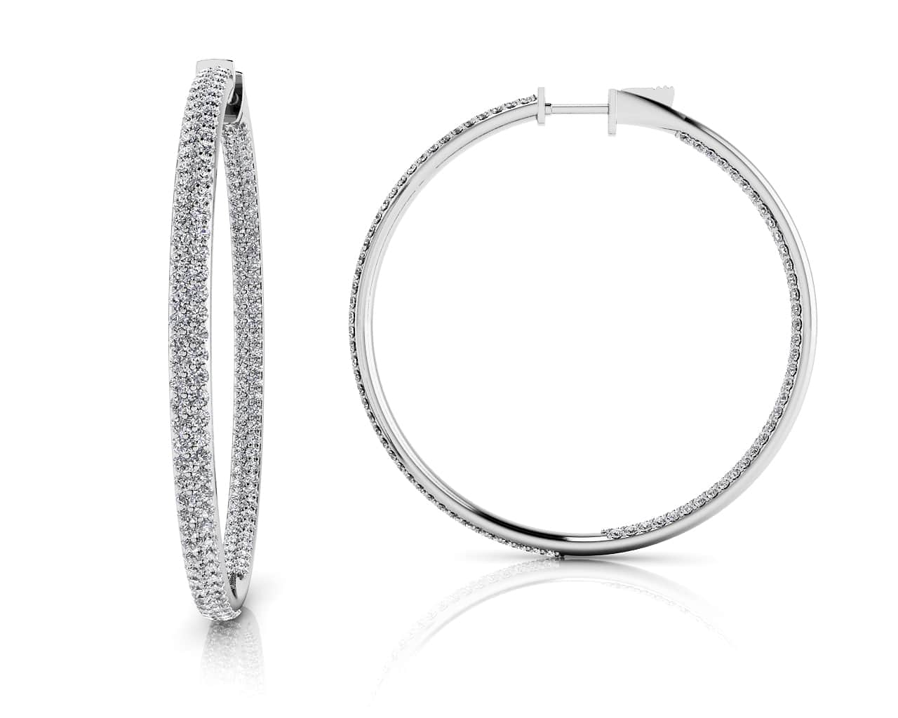 Inside Out Diamond Pave Hoop Earrings Extra Large Lab-Grown Diamond  with 2.15 ct.(finished) 1mm