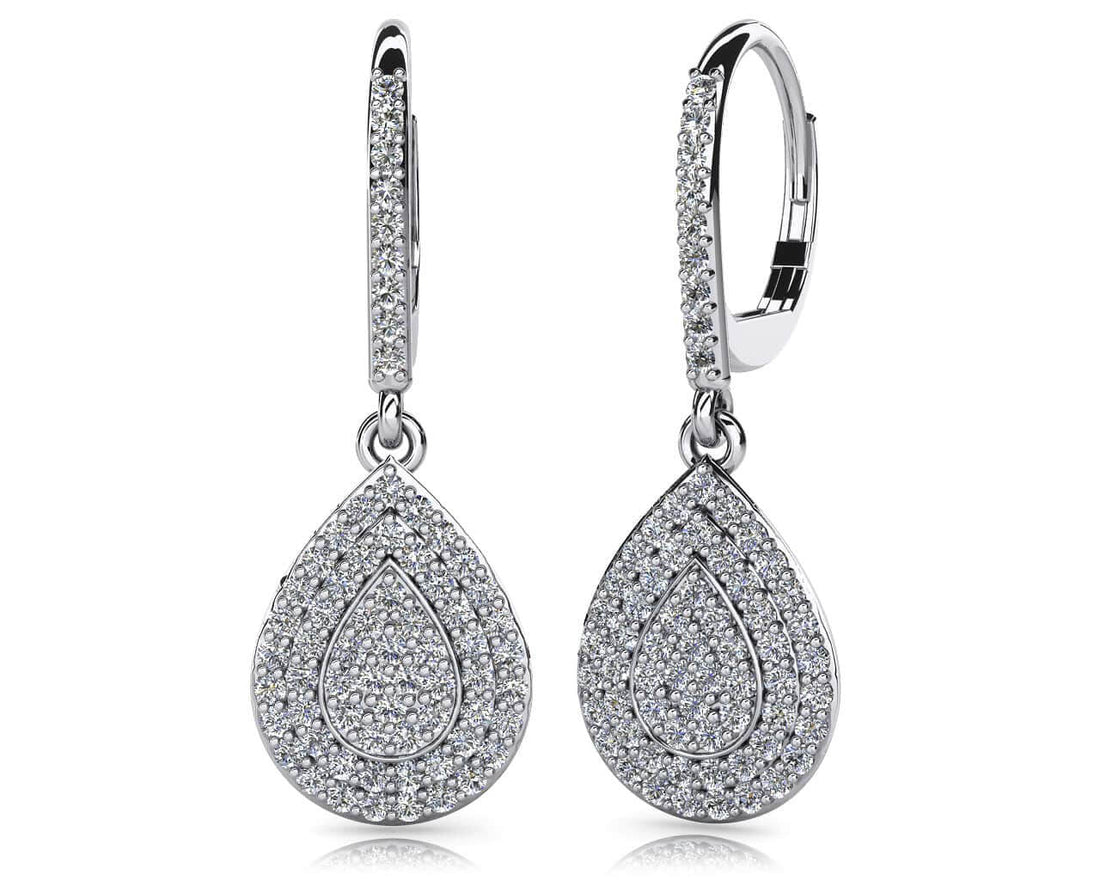 Teardrop Diamond Drop Earrings Lab-Grown Diamond  with 1.09 ct.(finished) 1.2mm