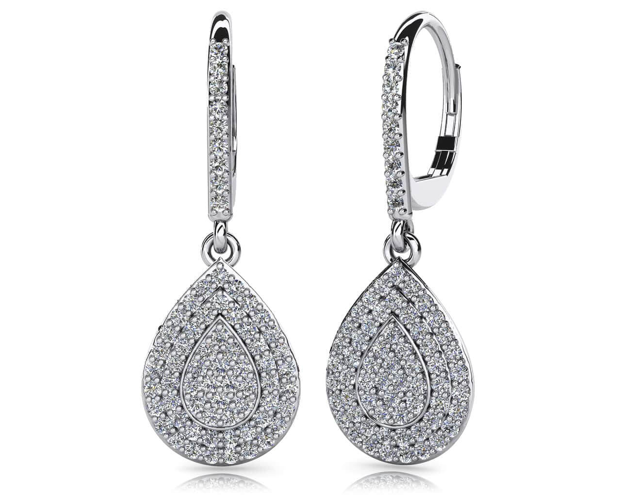 Teardrop Diamond Drop Earrings Lab-Grown Diamond  with 2.04 ct.(finished) 1.5mm