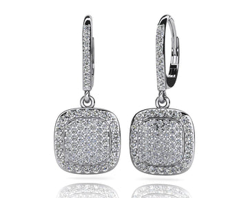 Square Shaped Diamond Cluster Earrings Diamond  with 1.51 ct.(finished) 1.0mm, 1.2mm, 1.5mm