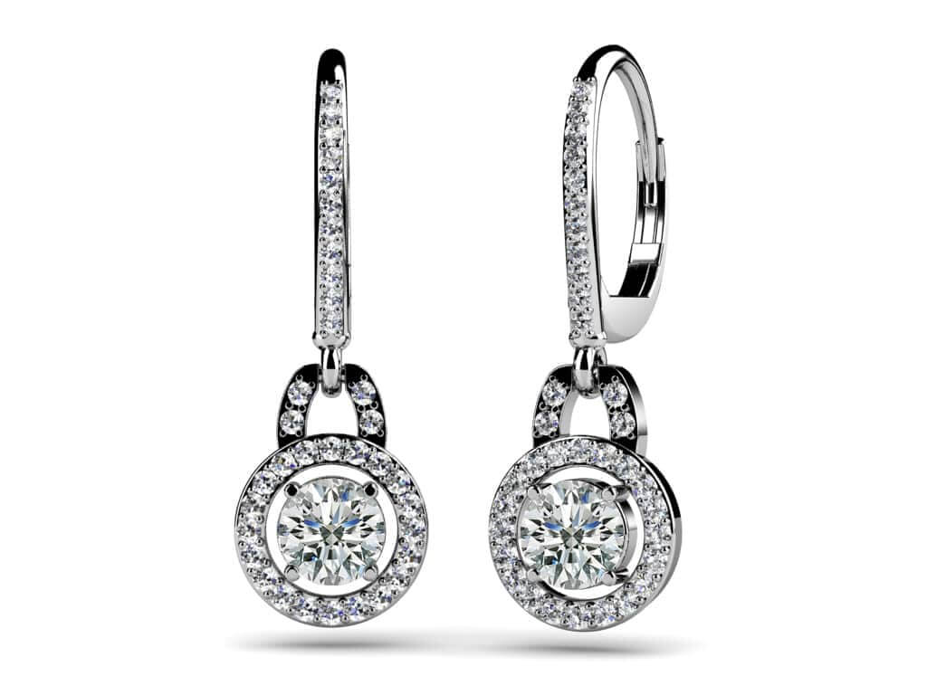 Designer Style Diamond Circle Earrings Lab-Grown Diamond  with 0.93 ct. (2X0.25 ct. center diamonds)