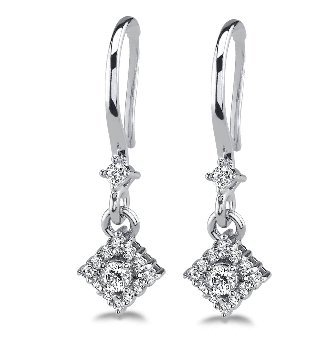 Diamond Filled Diamond Drop Earrings Diamond  with 0.41 ct.(finished) 1.2mm, 2mm, 2.7mm