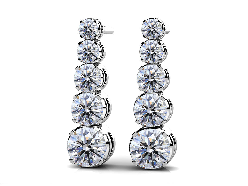 Vertical Journey Diamond Earrings Lab-Grown Diamond  with 1.47 ct.(finished)