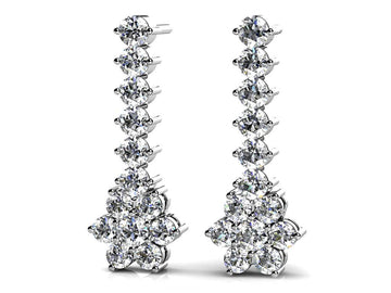 Vertical Drop Cluster Earrings Lab-Grown Diamond  with 0.98 ct.(finished) 1.9mm, 2.2mm, 2.6mm