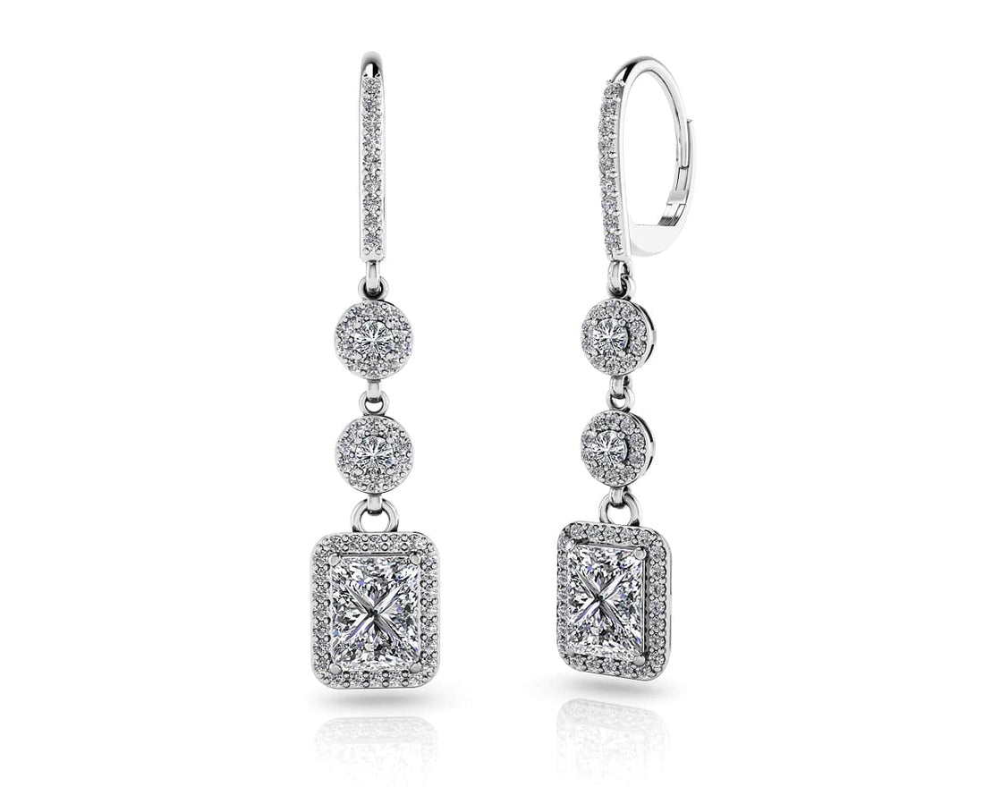 Extravagant Diamond Drop Earrings Lab-Grown Diamond  with 4.00 ct. (2X1.50 ct. center diamonds)