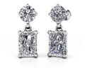 Modern Twist Emerald Cut Drop Earrings Lab-Grown Diamond  with 2.70 ct.(finished) 7x5mm, 4.5mm