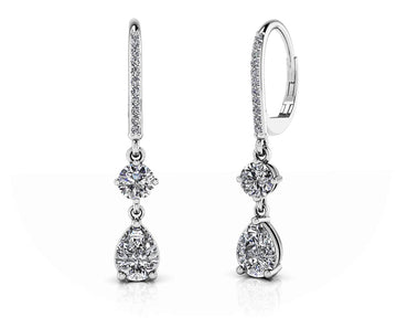 Romantic Pear Shaped Diamond Drop Earrings Lab-Grown Diamond  with 1.68 ct.(finished) 7x5mm, 1mm, 4.25mm