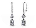 Elegant Emerald And Round Diamond Drop Earrings Lab-Grown Diamond  with 0.78 ct.(finished) 5x3mm, 1mm, 2.8mm