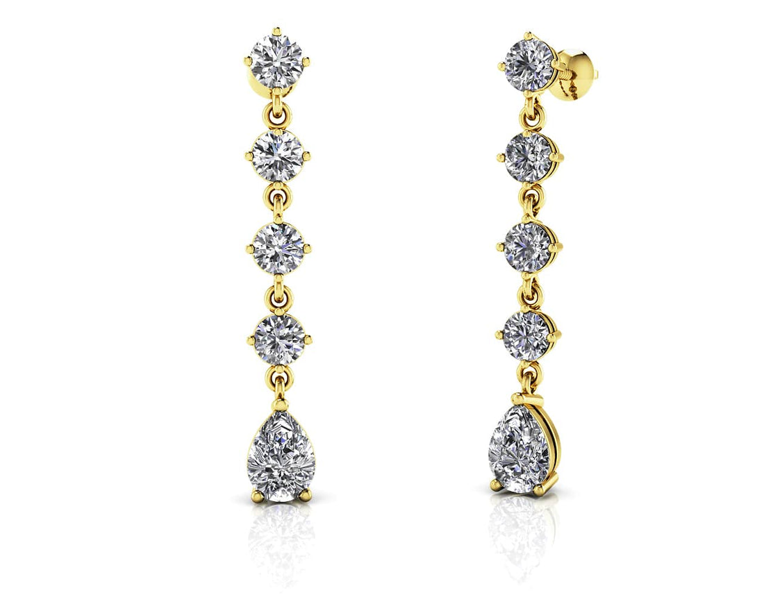 Brilliant Round And Pear Drop Diamond Earrings Lab-Grown Diamond  with 2.68 ct.(finished) 7x5mm, 3.8mm