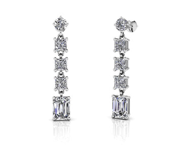 Three Shape Drop Diamond Earrings Lab-Grown Diamond  with 4.04 ct.(finished) 7x5mm, 3.5mm, 3.8mm