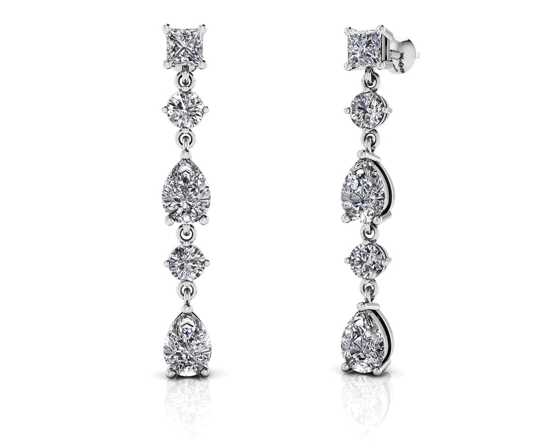 Glamorous Alternating Diamonds Drop Earrings Lab-Grown Diamond  with 2.58 ct.(finished) 6x4mm, 3.5mm, 3.8mm