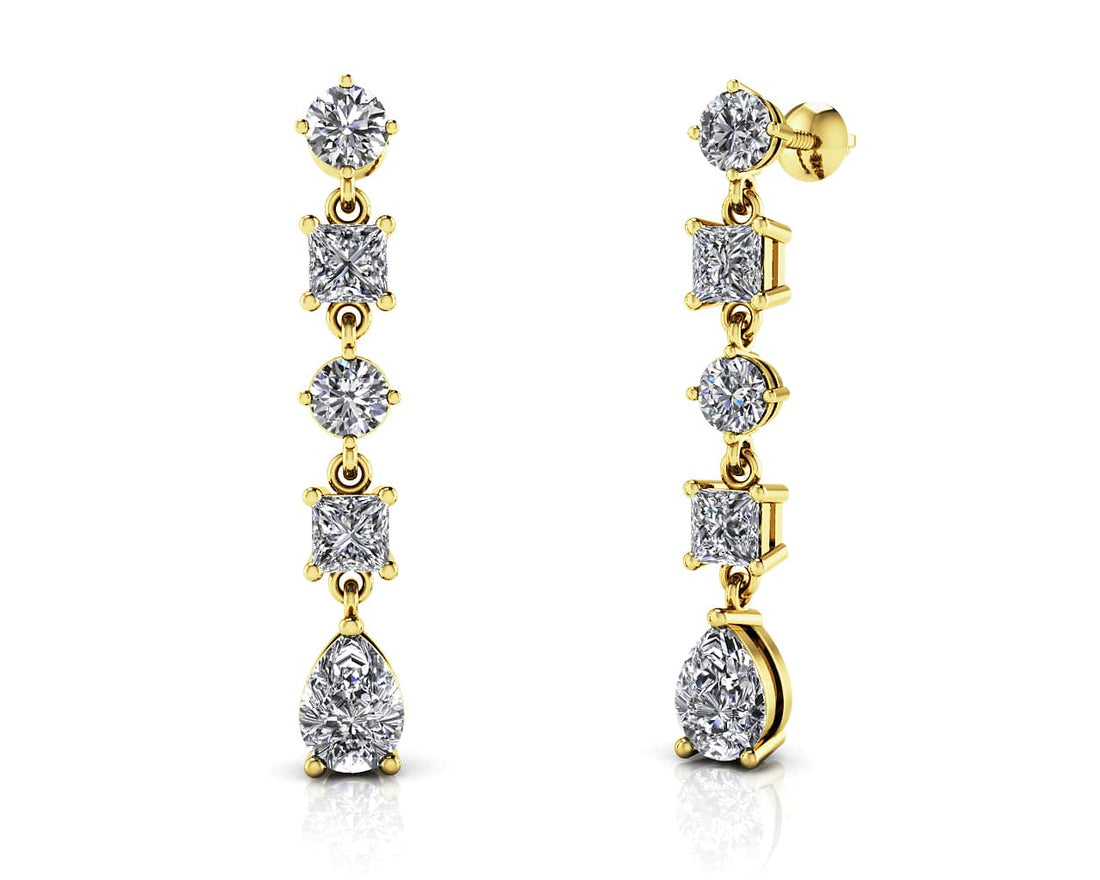 Alternating Diamond Drop Earrings Lab-Grown Diamond  with 2.92 ct.(finished) 7x5mm, 3.5mm, 3.8mm