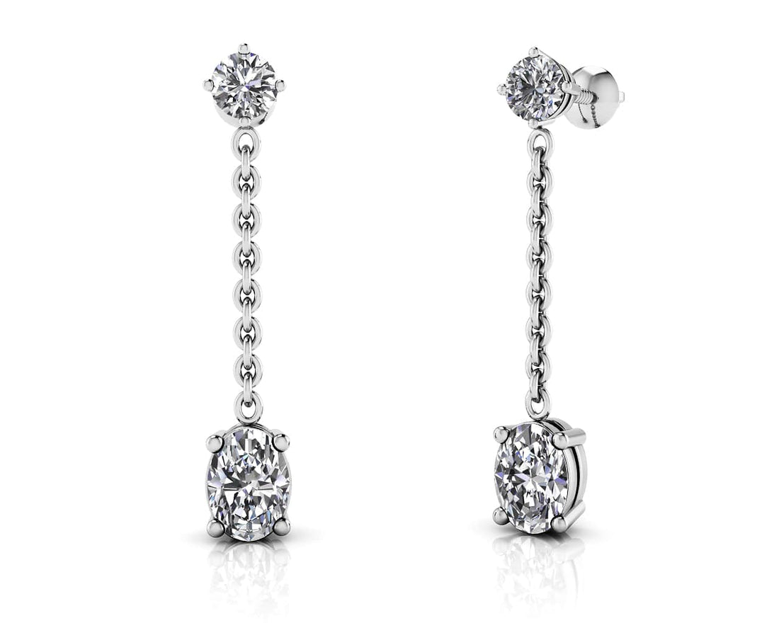 Modern Oval Diamond Drop Earrings Diamond  with 3.62 ct.(finished) 8x6mm, 3.8mm